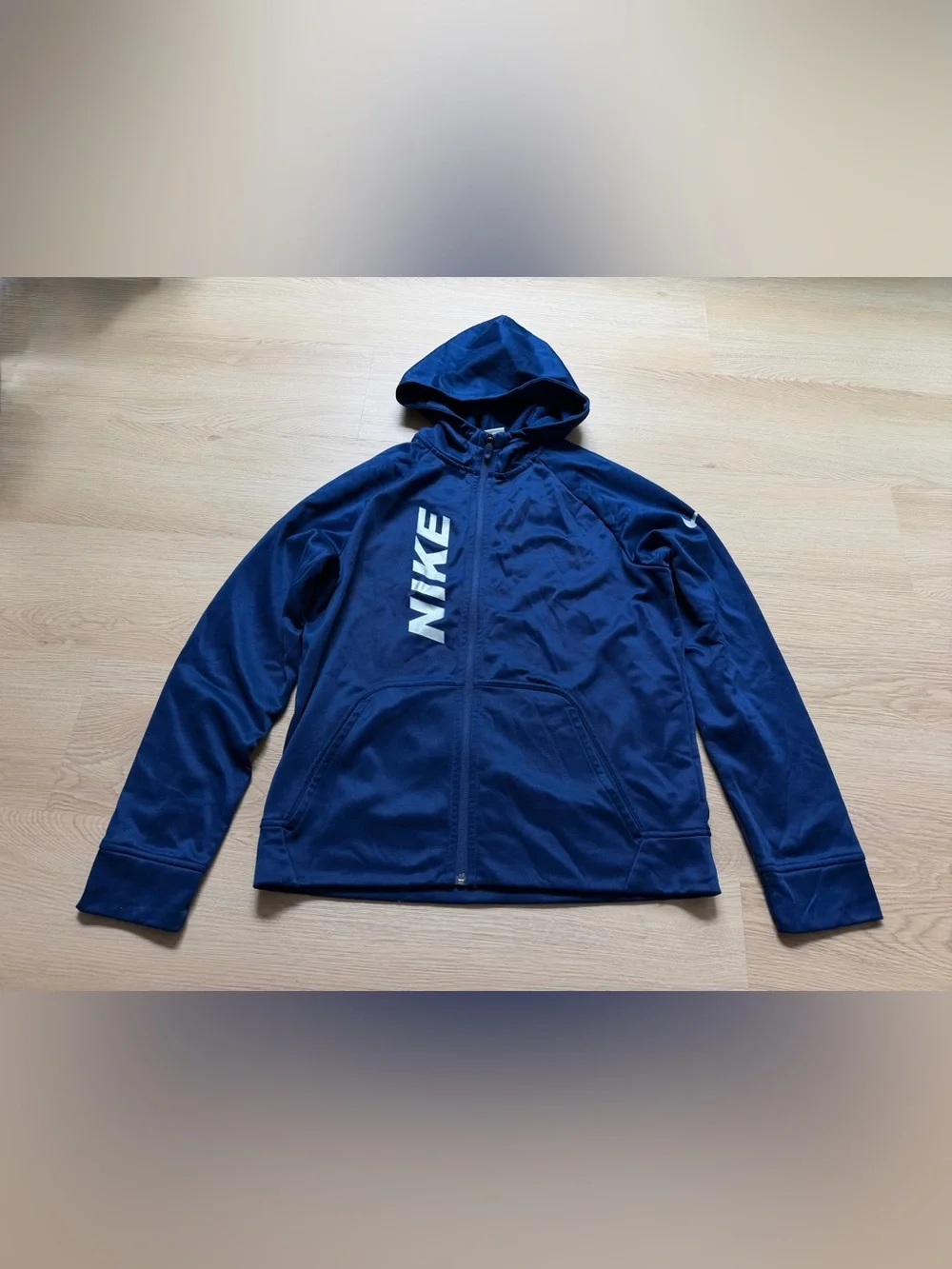 Nike Boys Size XL Full Zip Hoodie Blue Sweatshirt Therma Fit